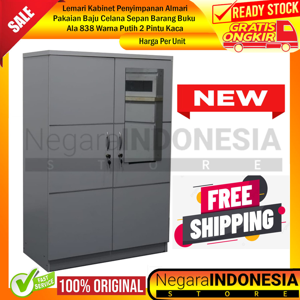 [Kargo] Lemari Baju Tempat Penyimpanan Pakaian Ala 838 Ek Cleonny Putih Jasmine almari Baju Rak Rakk