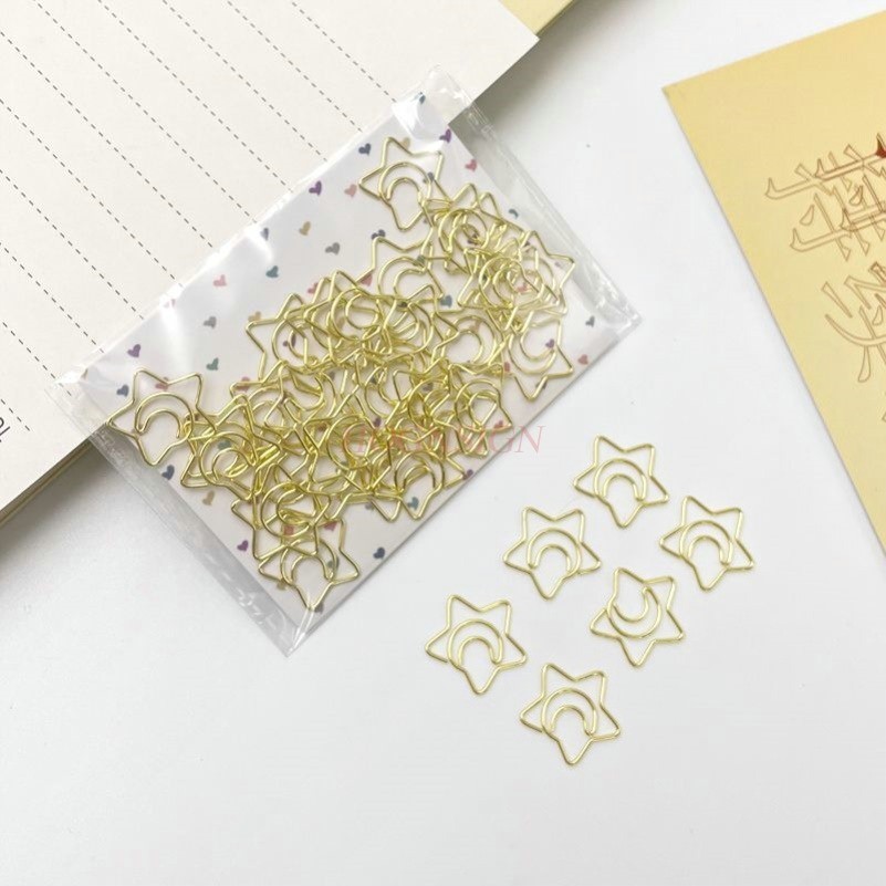 

30pcs Mini paper clip metal small size clip cute star moon shaped clip flower card decoration