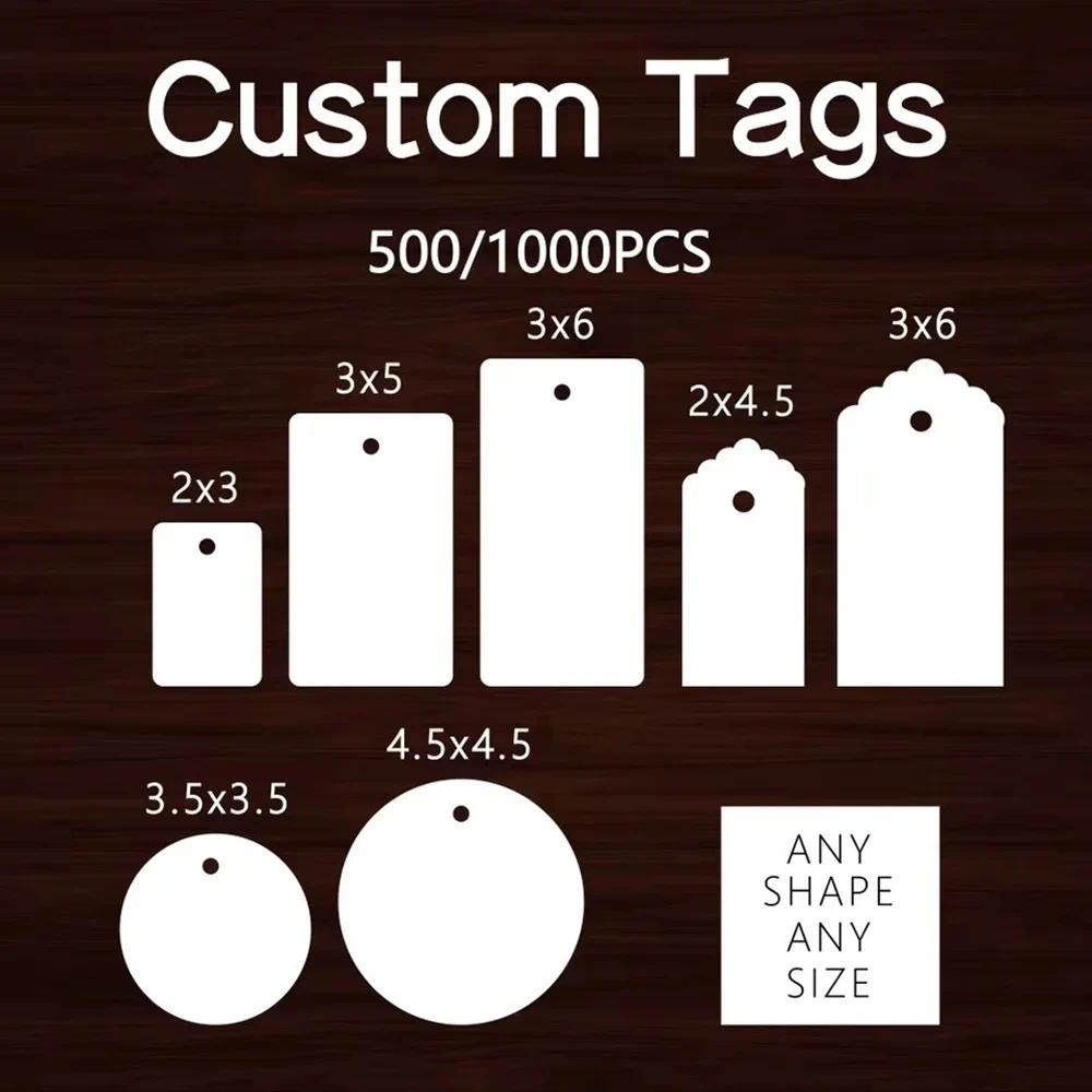 

500PCS Custom Tags Paper Labels Clothing Brand Fashion Business Handmake Merchandise Logo Design Hang Personalized Tag