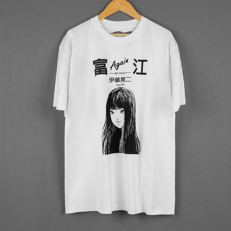 Kaos Junji Ito Manga Horor Jepang Junji Ito Tomie Uzumaki Pakaian Pria Lengan Pendek Kaos Longgar Ce