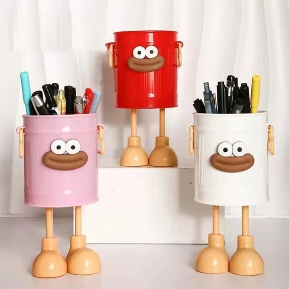 

Plastic Cute Big Mouth Pencil Holder Cartoon Diy Desktop Storage Buckets Large Capacity Round Pen Container Students Stationery