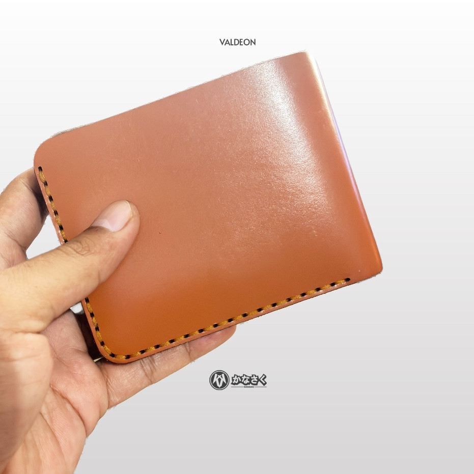 Kanasaku Valdeon Dompet Kulit Asli model Lipat Minimalis Metode sulam Garut