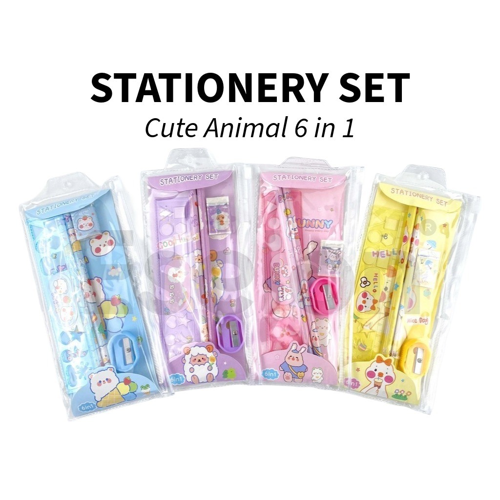 

♚6in1 Stationery Set Mika Fancy Karakter 3369 / Paket Alat Tulis Karakter Boneka Lucu♚