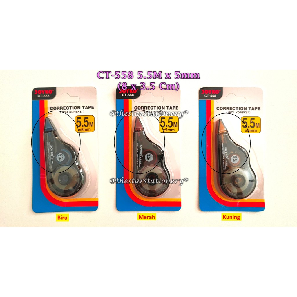 

(1 Biji) Correction Tape JOYKO CT-558 5.5M*5 mm / JOYKO Pita Koreksi Correction Tape CT-558 (1 Biji)