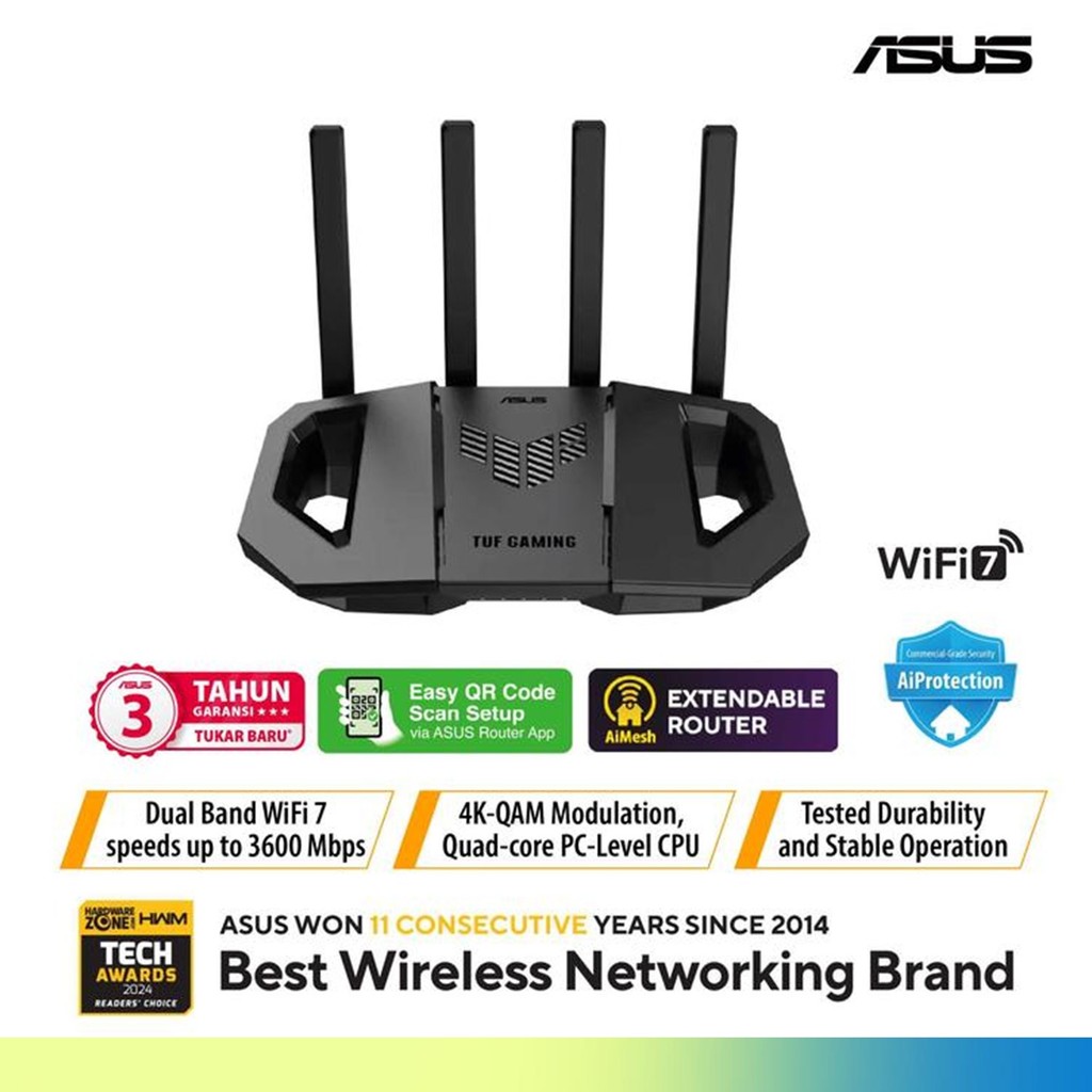 ASUS TUF GAMING BE3600 DUAL BAND WIFI 7 GAMING ROUTER