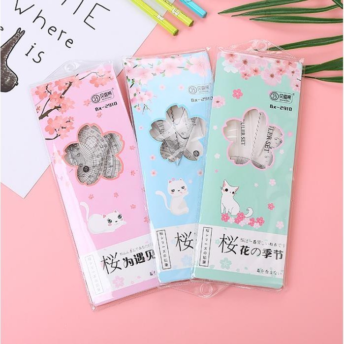 

-JOJU- PENGGARIS PLASTIK 1 SET 4 MODEL / RULER 1SET PP109