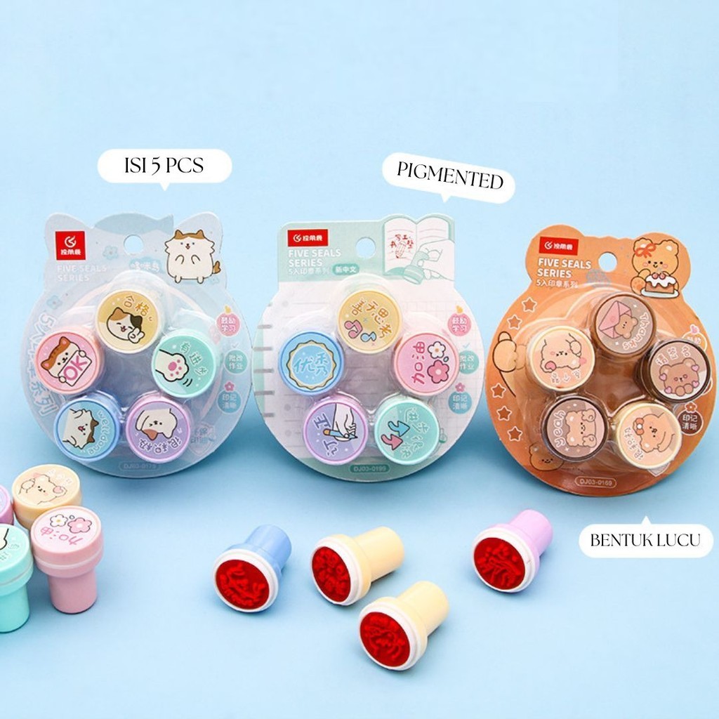 

-JOJU- MAINAN ANAK STAMPLE KAWAII HARGA SATU SET ISI 5 PCS KARAKTER KARTUN 3D