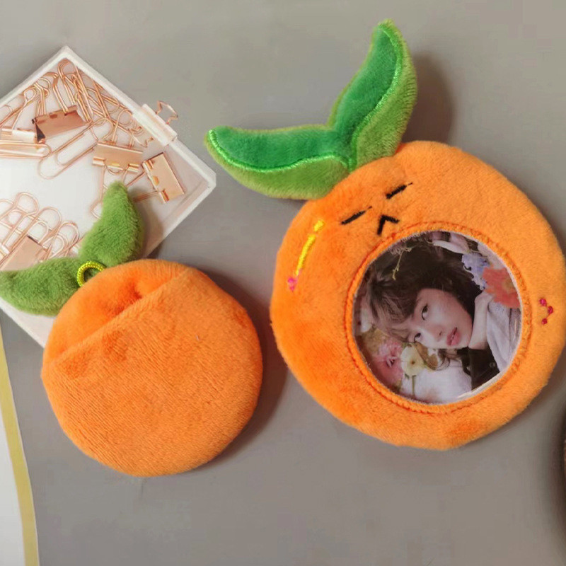

Kpop Photocard Holder 1/3Inch Orange Shape Photo Card Protective Cover Case Kawaii Plush Photocard Holder Bag Pendant Stationery
