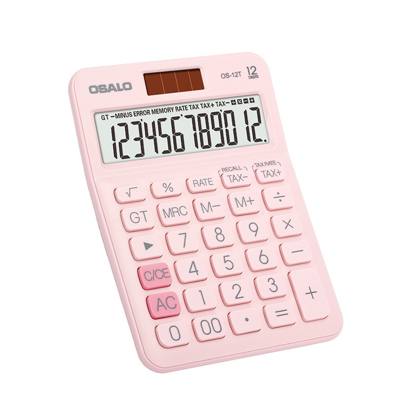 

New 12T Supply Cute Calculator Solar Dual Power 12 Digit Display Student Model Tax Rate Calculator