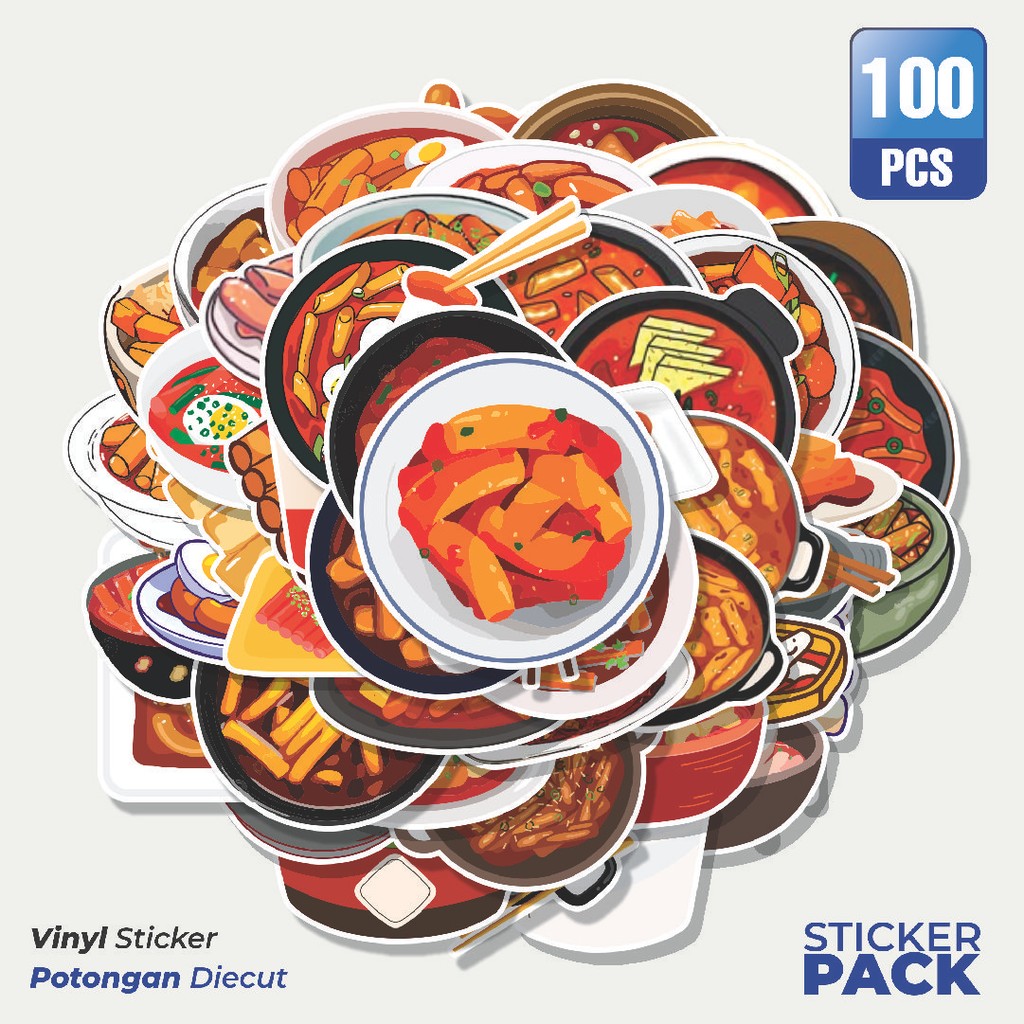 

MURAH 100 PCS Stiker Kartun Tteobokki Waterproof Aesthetic- Untuk Laptop, Motor, dan Helm - Paper Stationery Pack