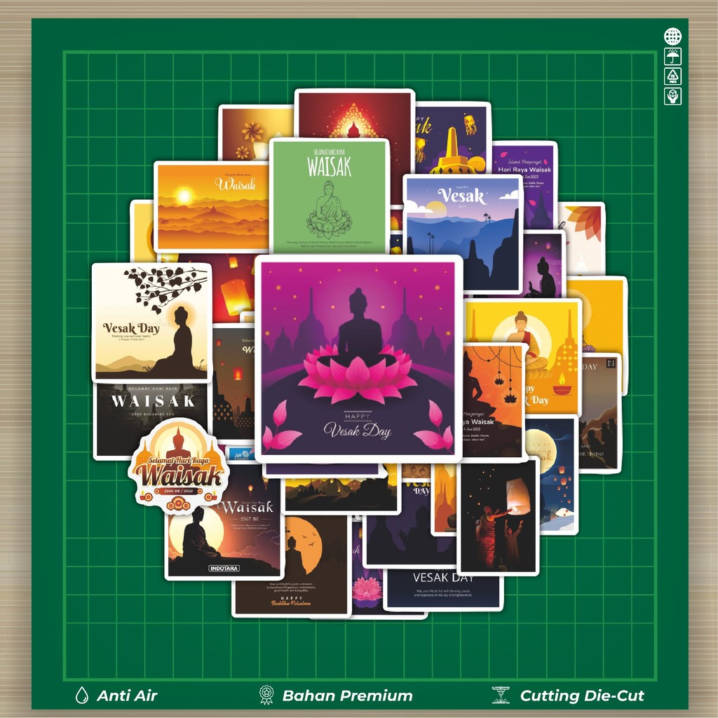 

HOT 50 PCS STIKER Stiker Tema Waisak V1 Stiker Fashion Cars Decal Dingin Kartu Album Custom Vinyl Anti Air- Sticker Aesthetic Buku Journal Koper Casing HP Tablet Laptop Helm Motor Botol Minum