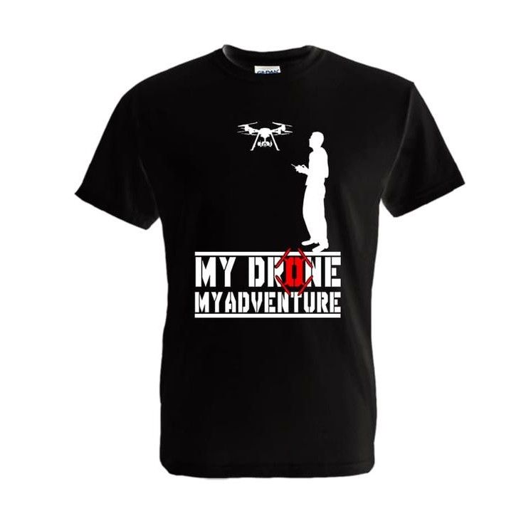 (COD) Kaos DRONE - MY DRONE MY ADVENTURE Siluet - Hitam, S
