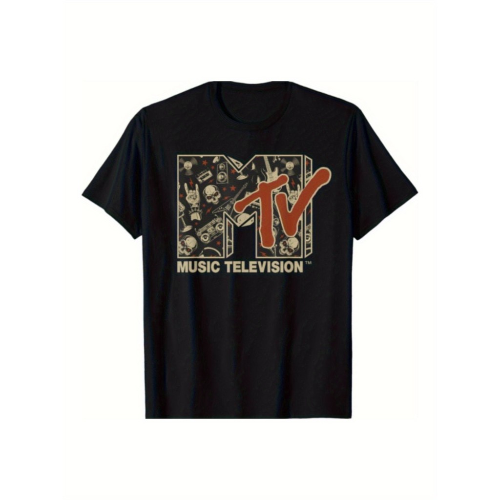 Mademark x MTV - Kaos Vintage MTV Rock Music Hardcore Heavy Metal Tengkorak Gitar