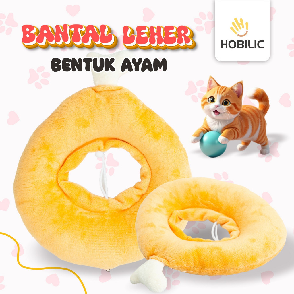 Hobilic Bantal Leher Pet Collar Kucing Anjing Motif Makanan Corong Anti Licking Hewan Lick Recovery