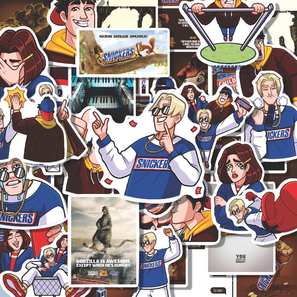 

100PCS Lucu Stiker Snickers Stiker Aesthetic Stiker Anti Air Stikers Berperekat Waterproof sticker decal buat Motor Helm Buku Journal Koper Casing HP Laptop Botol Minum Hadiah anak