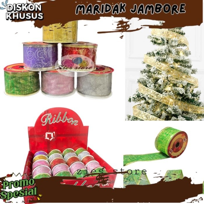 

new TREND Pita Natal Rol / Dekorasi Hiasan Pohon Natal / Pita Kawat Motif 2,7 M ZIES