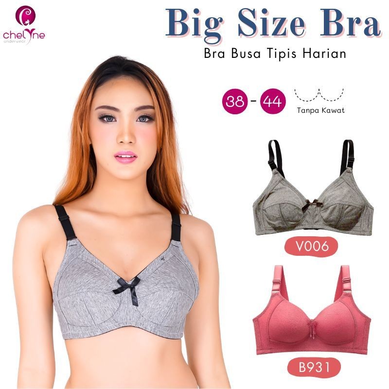 BH Busa Tipis Harian V006 / B931 Tanpa Kawat - Big Size Bra 38/44 Cup C - BH Jumbo