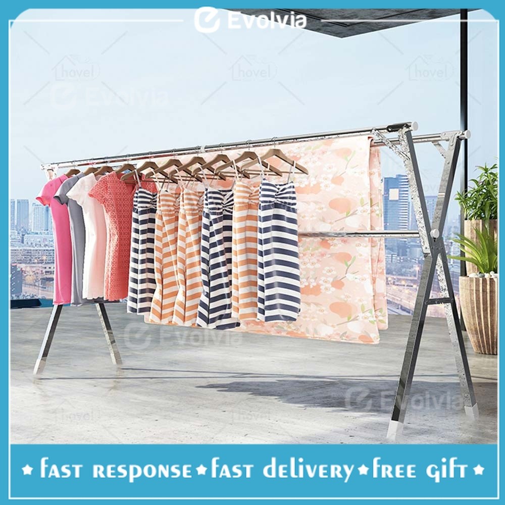 Rak Jemuran Baju Outin Stainless Steel Jemuran Baju Lipat Stainless Anti Karat - Evolvia