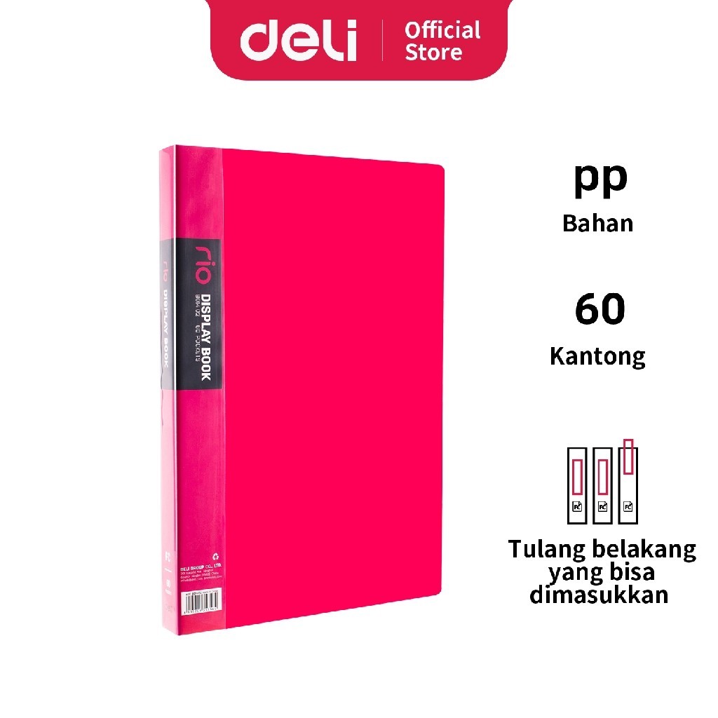 

Deli Display Book Clear Holder Seri Rio FC 60 halaman 0.95mm Cover Plastik PP warna cerah EB01402