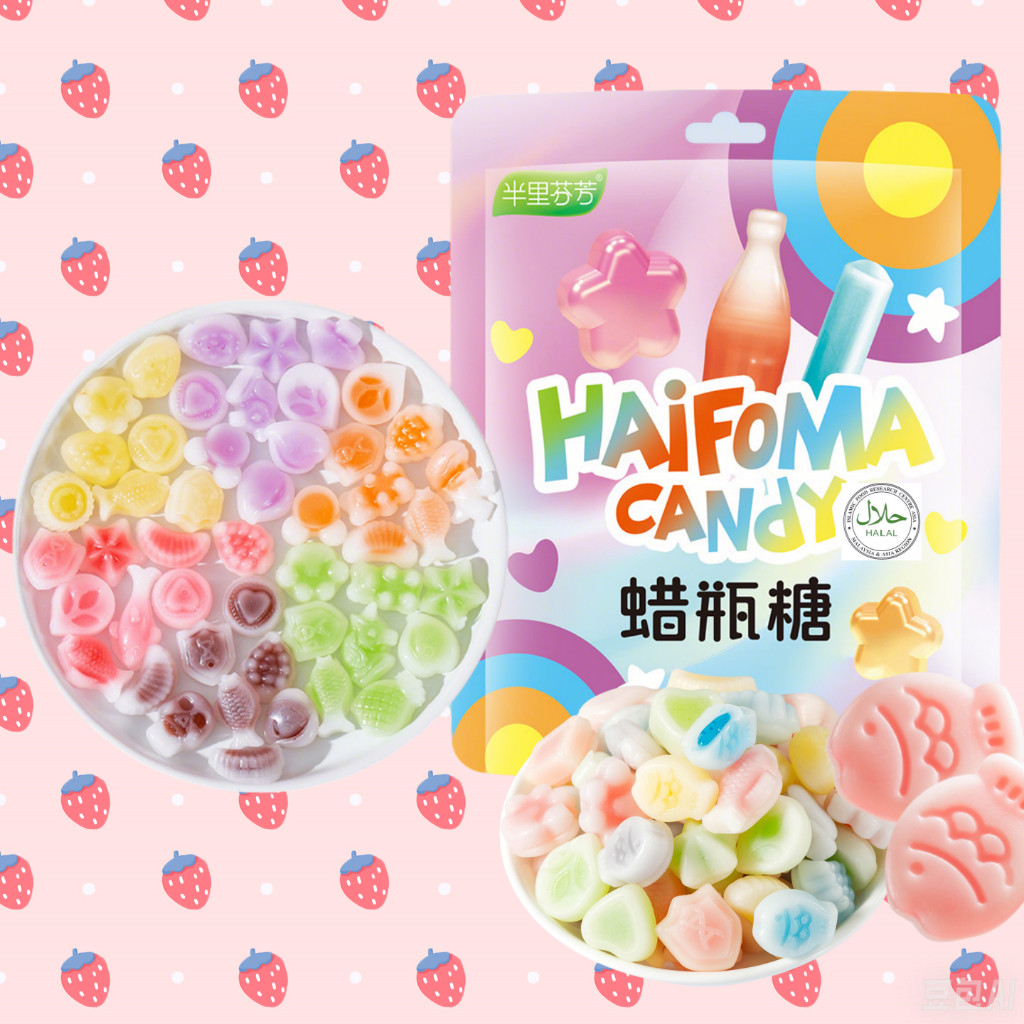 

Permen lilin asam manis, berbagai rasa buah, bentuk lucu, camilan strawberry populer #yupi gummy