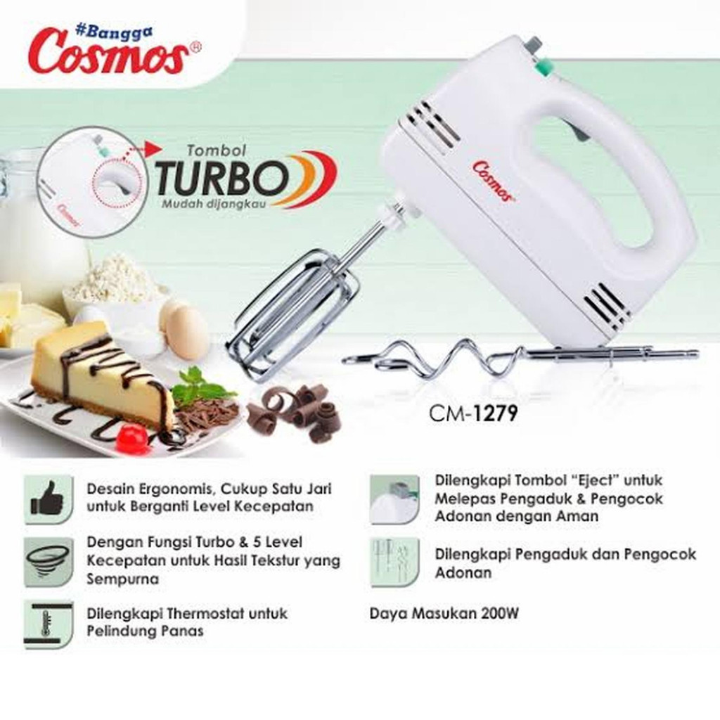 COSMOS Hand Mixer CM1279 200 Watt / Mixer Cosmos CM-1279 200 W / Mixer Tangan Cosmos CM 1279