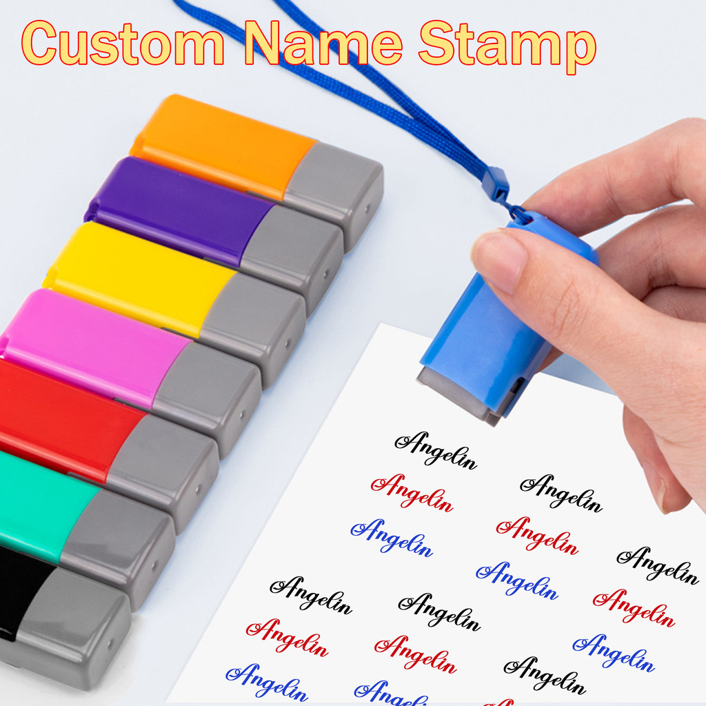 

Custom Name Stamp Personalized Signature Stamp Self Inking Portable Pocket Stamp Teacher Stamp with Name Photosensitive Seal