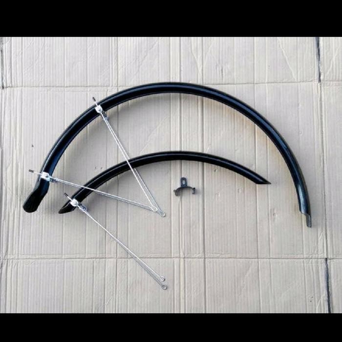 Fender Spakbor Sepeda 26 Chromoplastik Hitam Polos Glossy Solid Tiang Fender Sudah Stainless