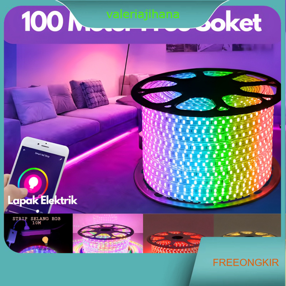 Lampu Led Selang 100 Meter RGB Warna Warni Waterproof Agustusan Strip Panjang 100m Hias Plafon Rumah