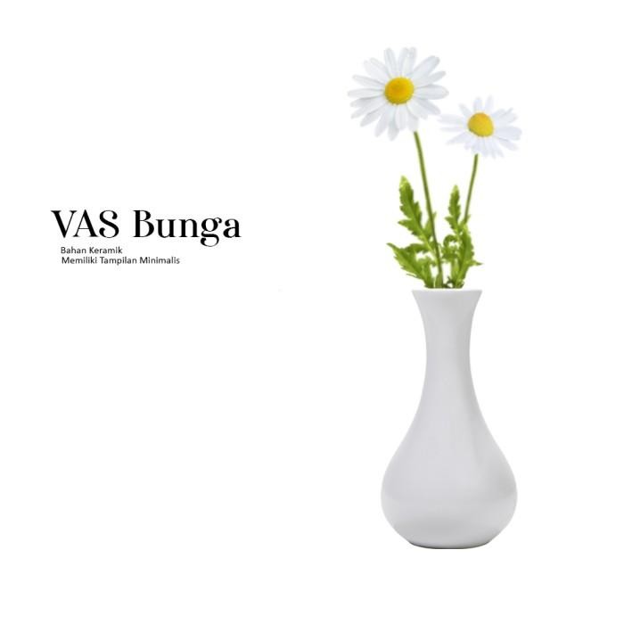 Vas Bunga Keramik Putih Polos By Indo Keramik - 1PCS - FV07-AAC