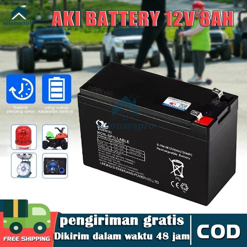 Aki Battery 8AH msa hitam / aki tangki semprot/aki mobil mainan/aki battery batre accu sprayer elekt
