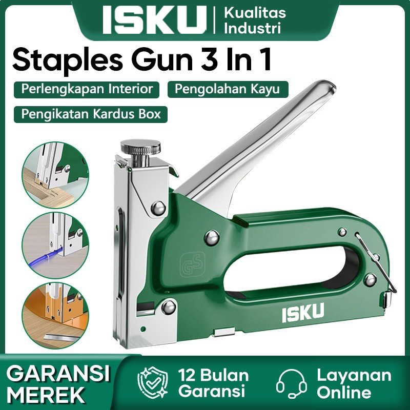 Isku Stapler 3in1 Staples Tembak Staples Perekat Untuk Kayu Plester Kertas Powerfull Tacker Stapler