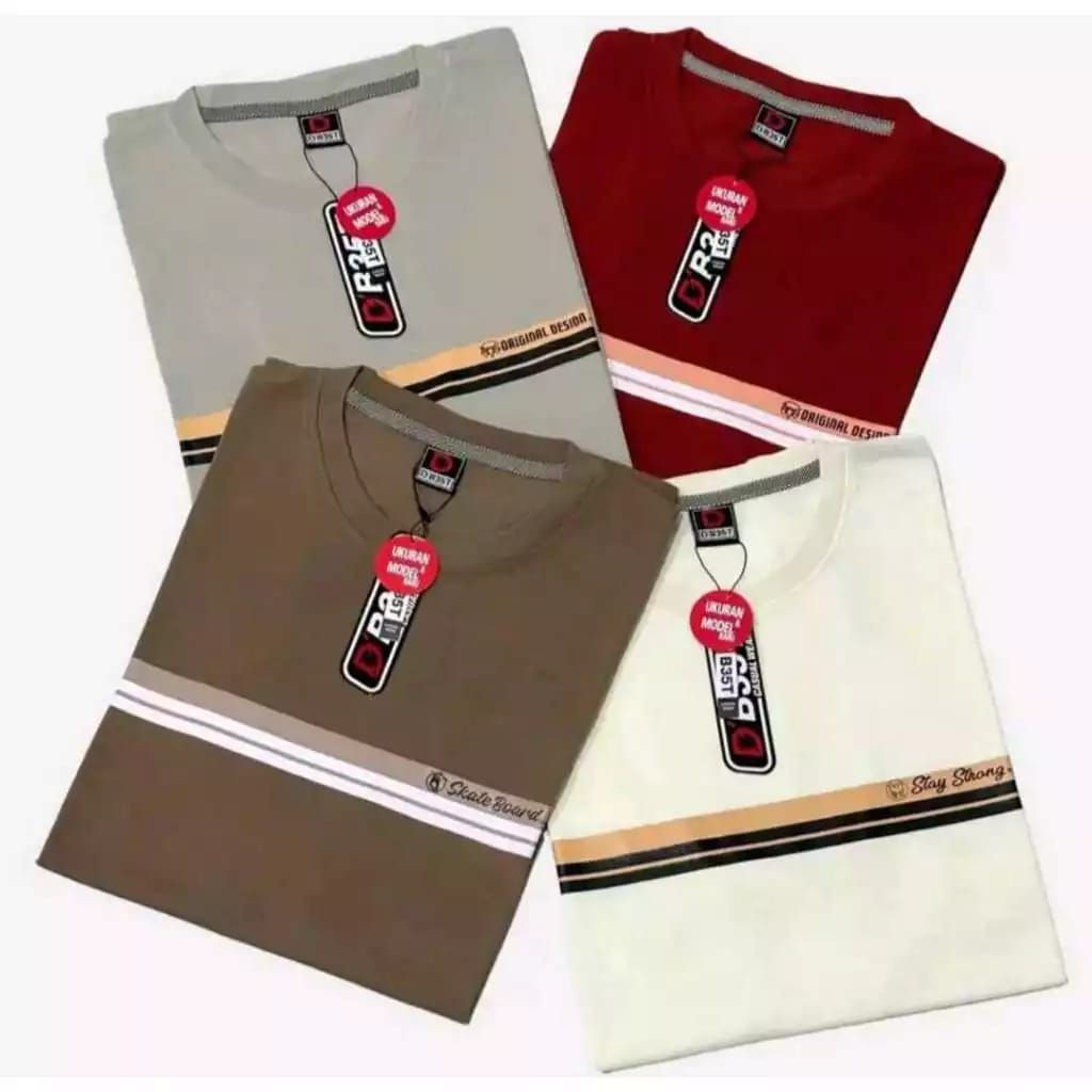 RIRUSHOP paket 4pcs 100 ribu kaos model salur depan brand matahari pria & wanita |kaos distro terbar