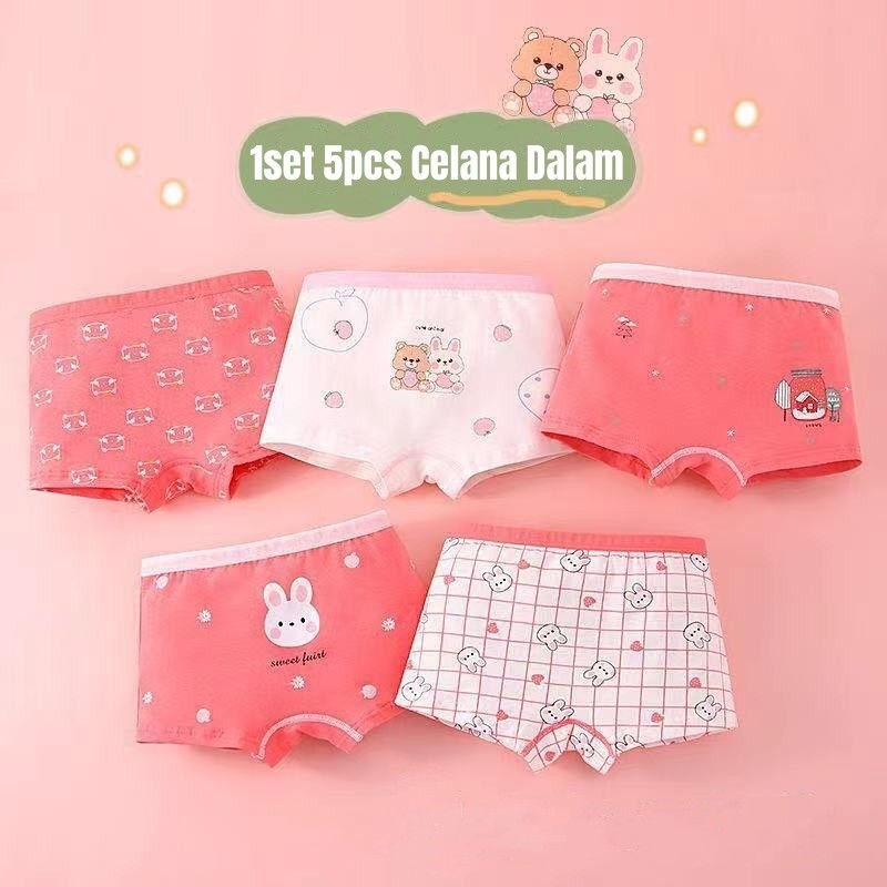 ADRIANSYAH99_ Celana Dalam Anak Boxer Cewek Perempuan Katun Murni Celana Dalam Anak 2-12 Tahun