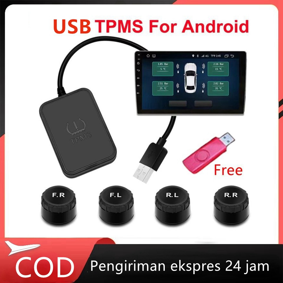 AutoEx Gear Store Sistem Pemantauan Tekanan Ban USB TPMS Android untuk Navigasi Mobil Radio DVD Play