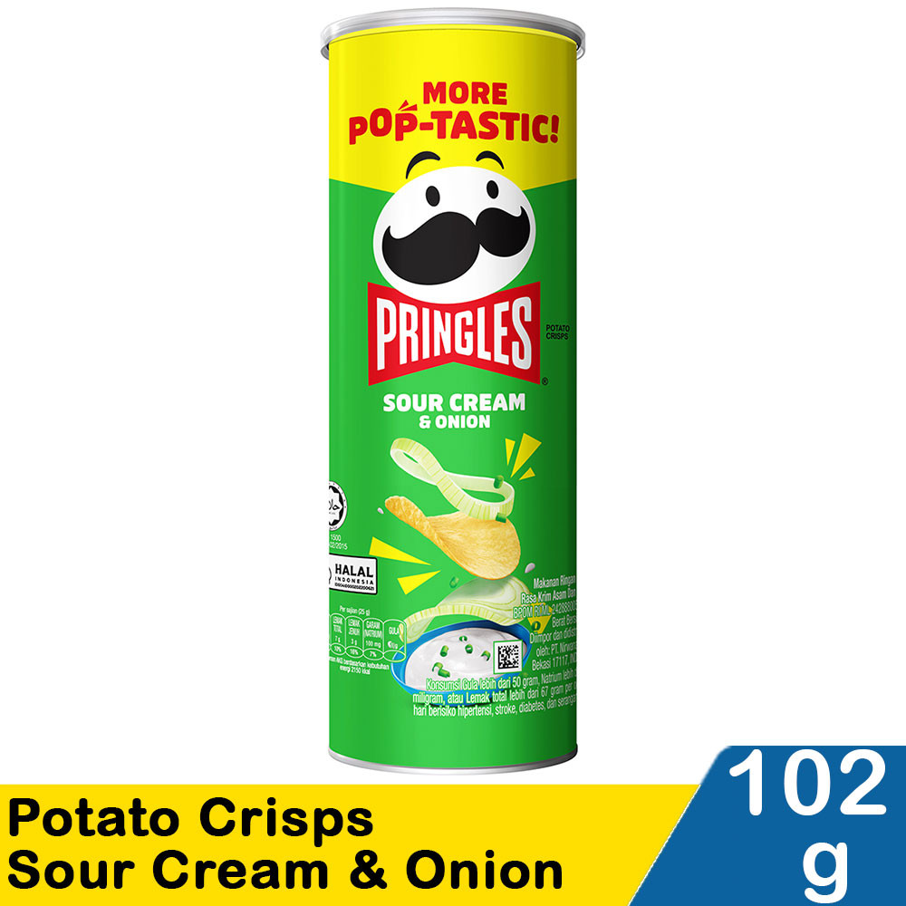 PRINGLES POTATO CRISPS SOURCREAM&ONION 102g
