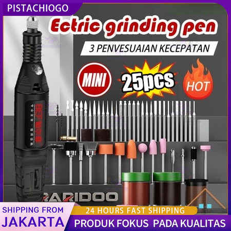 Bor listrik mini 12V DC 18000 RPM Grinder Mini Listrik set lengkap Drill 25pcs Electric Engraver Gri