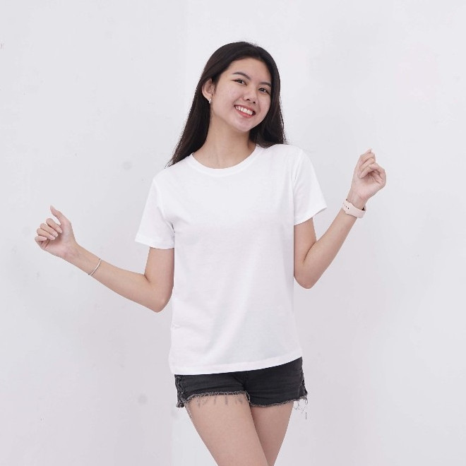 _ DISKON - trc - T-Shirt O-NECK Kaos Polos Wanita Leher Bulat Basic T shirt O neck Kaos Oversize Wan