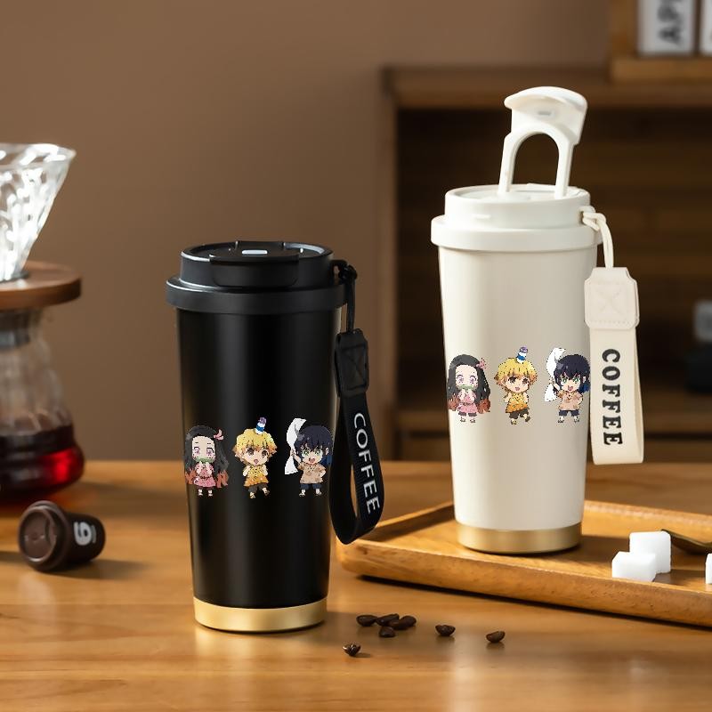 Demon Slayer Zenitsu Agatsuma Tumbler Coffee Mug Stainless Steel Dengan Tali CUP 500 ML  Hadiah Berh