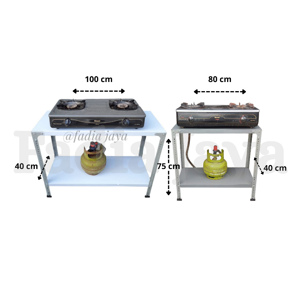 CASAKITA Meja Kompor Gas 2 Tungku Rak Adjustable Besi