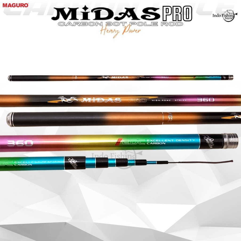 Supermart Surabaya Joran Tegek MAGURO Midas PRO NS Pole Rod Mancing Galatama Kolam Ruas Panjang Alat