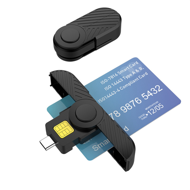 A98Z Foldable USB Type C Common Access Smart Card SIM Card/IC Bank Chip Card Reader Compatible With 