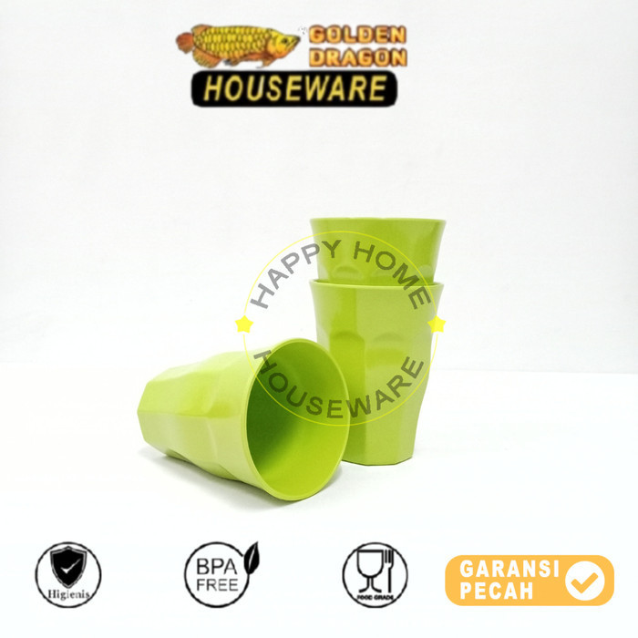 GOLDEN DRAGON GELAS MINUM | GELAS MELAMIN | GELAS RESTORAN BELIMBING 360ML B0503