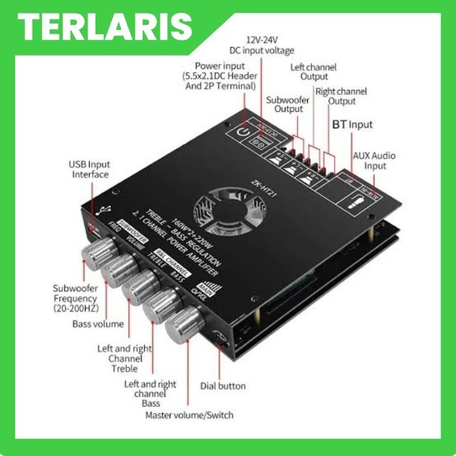 Telecomp1 Amplifier Board Bass ZK-HT21 ZK-TB21 ZK-MT21 Bluetooth 5.0 50Wx2+100W Amplifier Mini Bluet