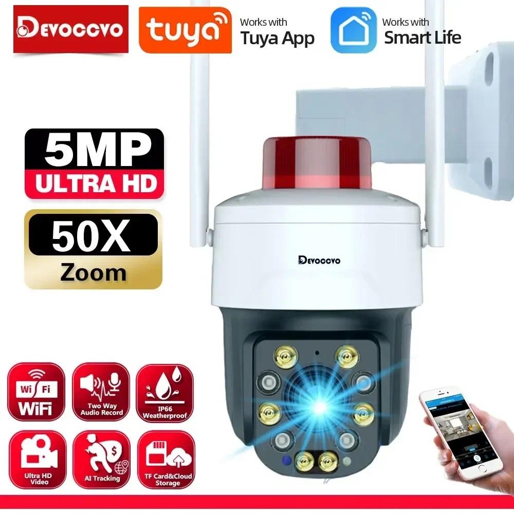 Tuya 5MP 50X 30X Zoom WiFi PTZ Camera Auto Tracking Outdoor Smart Life Wireless CCTV Security Survei