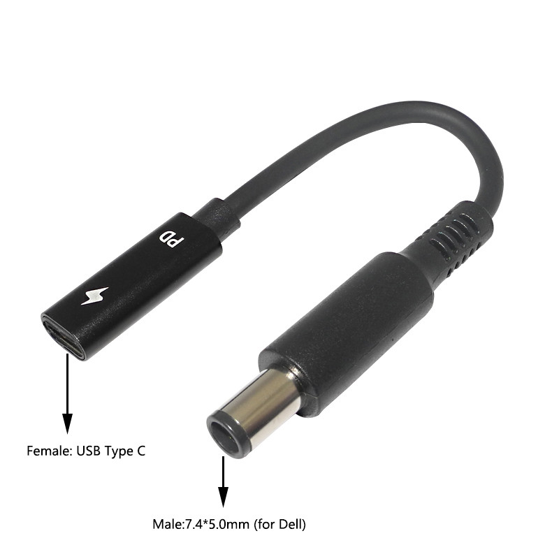Dc USB Type C Power Jack for Dell USB-C Female to 7.4*5.0mm Male Plug Converter Laptop arger Connect