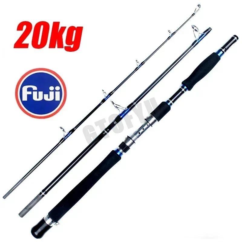 1.8M 2.1M Portable Fishing Rod Travel Surf Saltwater Heavy 3-Piece Carbon Spinning Rod 30-50lb Boat 
