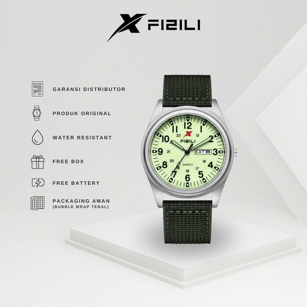 FIZILI Jam Tangan Pria Wanita Luminos Watches Nylon Strap Water Resist 3 ATM 42 mm FIZILI 1033
