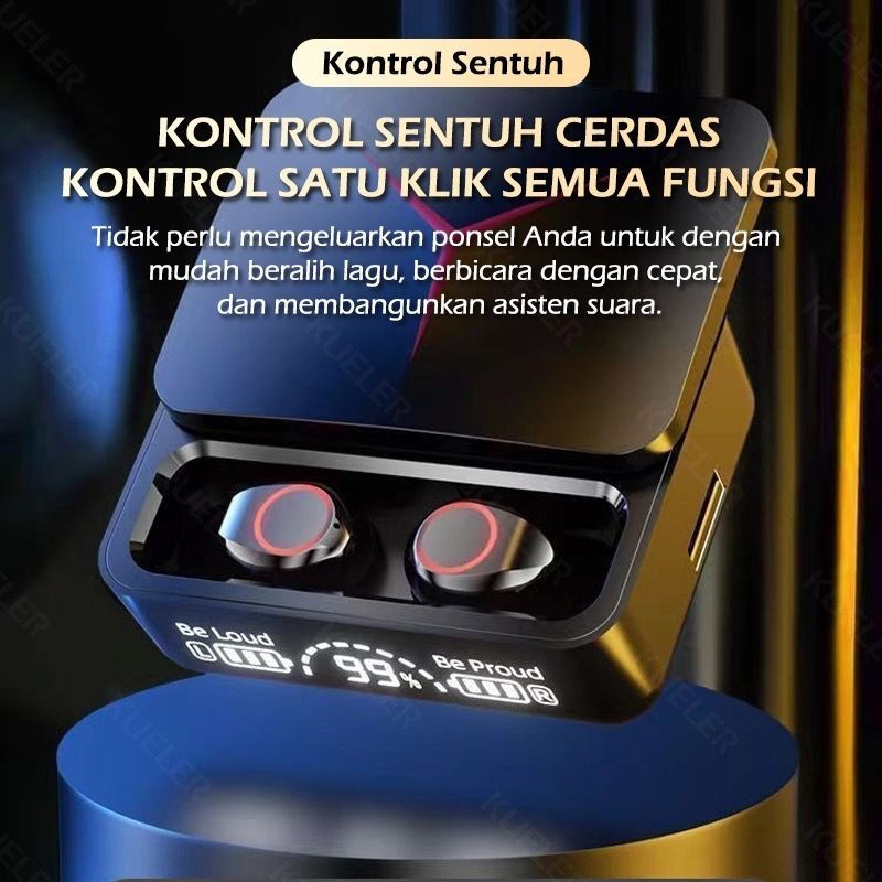 _% best seller %_ [ET] M90 Headset Bluetooth Nirkabel TWS In-Ear Bass bank daya 2 in 1 3500mAh Layar