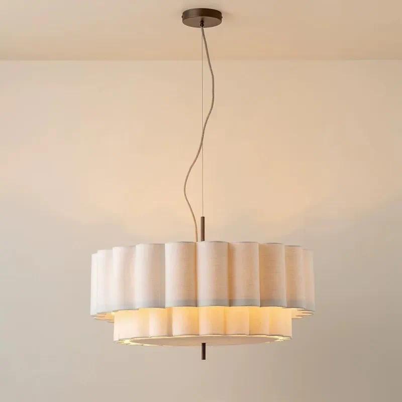 Lampu Gantung Kain Antik Gaya Jepang Perancis Lampu Plafon Kamar Tidur Utama Meja Makan Retro
