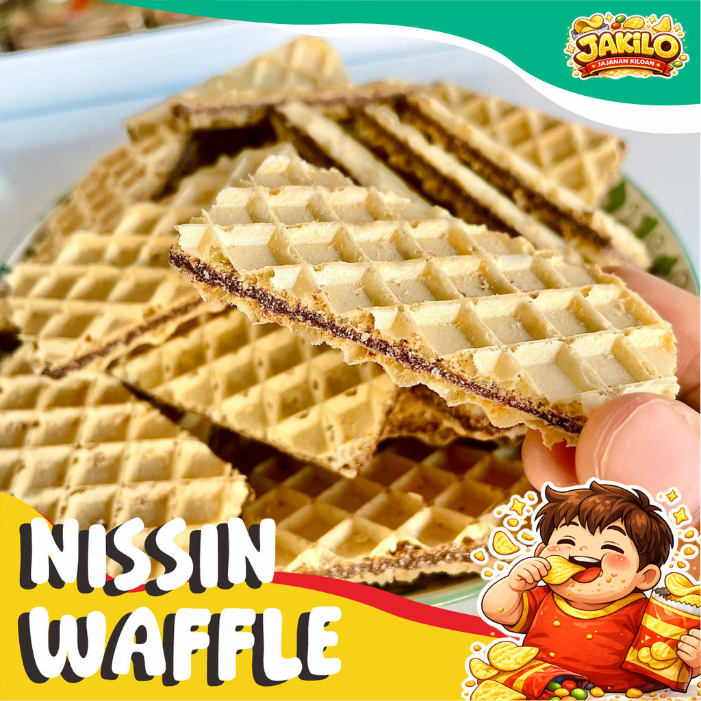 Nissin Waffle 250gr Wafer Coklat Nissin Deluxe - JAKILO Jajanan Kiloan